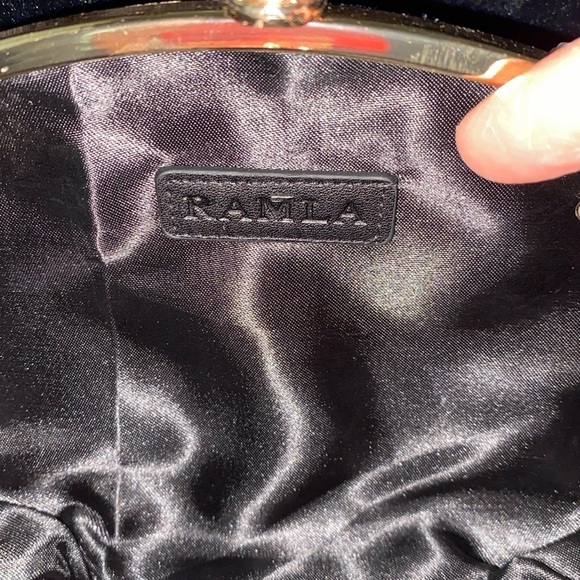 Ramla Sapphire Blue Jeweled bag with removable handles- Chain/Clutch/Handbag - Picture 6 of 7